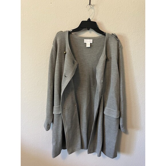 Soft Surroundings Peacoat Women’s Size 3X Acrylic Wool Double Breasted Gray - Picture 3 of 7